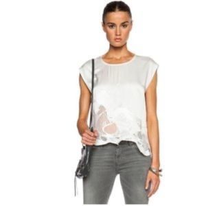 IRO Olly Ivory Silk Blouse Size 38 (M) with Lace Detail
